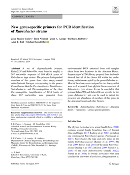 New Genus-Specific Primers for PCR Identification of Rubrobacter
