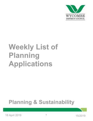 Weekly List of Planning Applications