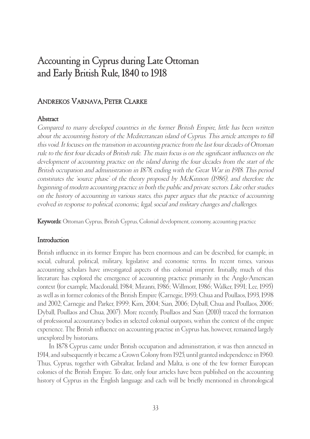 Accounting in Cyprus During Late Ottoman and Early British Rule, 1840 to 1918