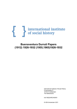 Buenaventura Durruti Papers (1912) 1926-1932 (1955,1965)1926-1932