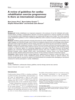 A Review of Guidelines for Cardiac Rehabilitation Exercise Programmes: Is There an International Consensus?
