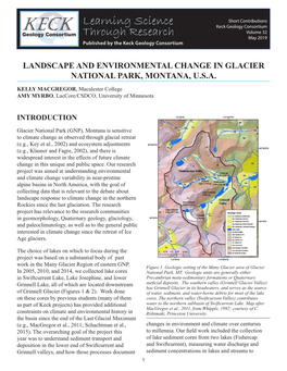 Landscape and Environmental Change in Glacier National Park, Montana, U.S.A