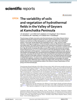 The Variability of Soils and Vegetation of Hydrothermal Fields in the Valley