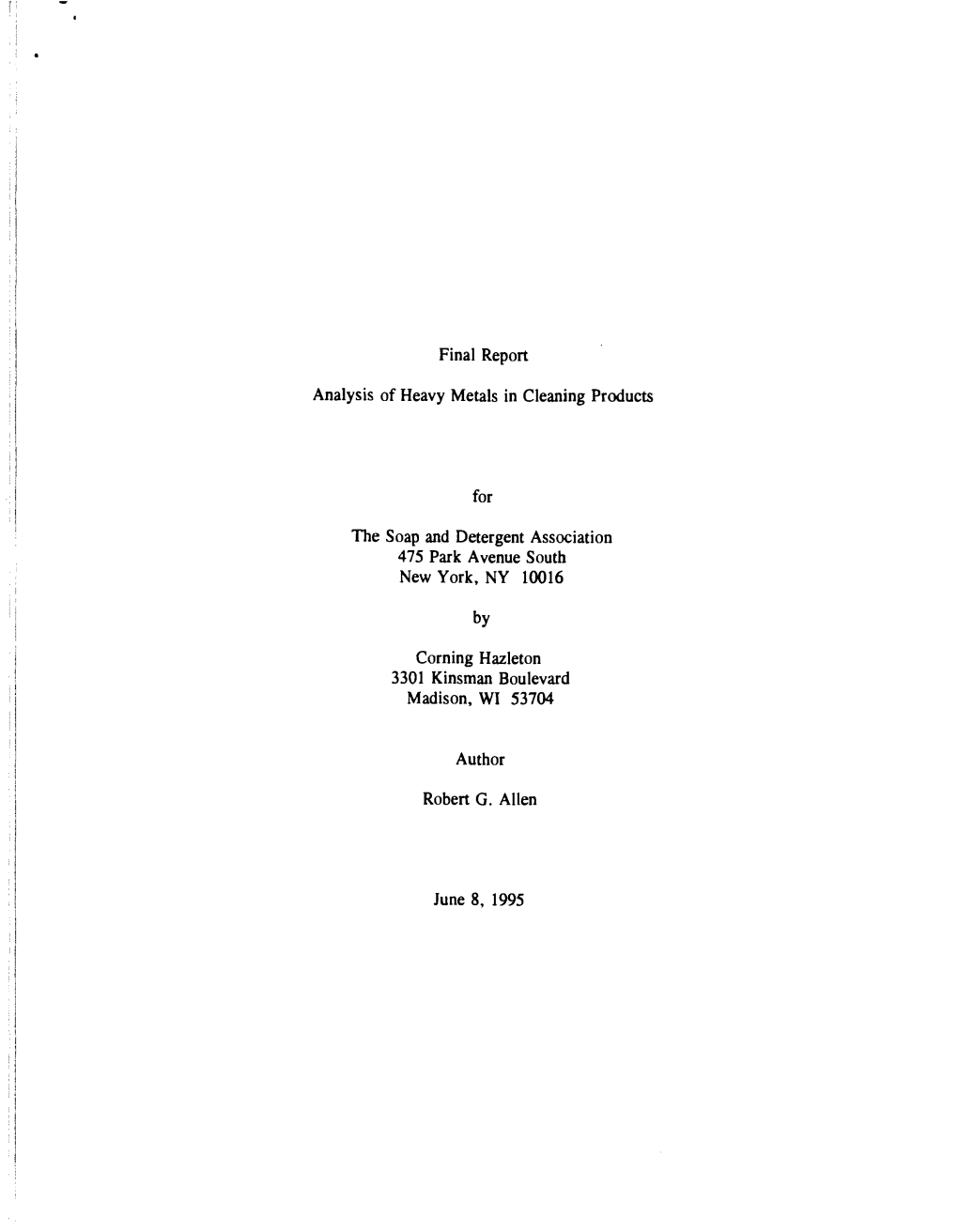 Analysis of Heavy Metals in Cleaning Products