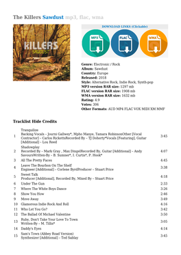 The Killers Sawdust Mp3, Flac, Wma
