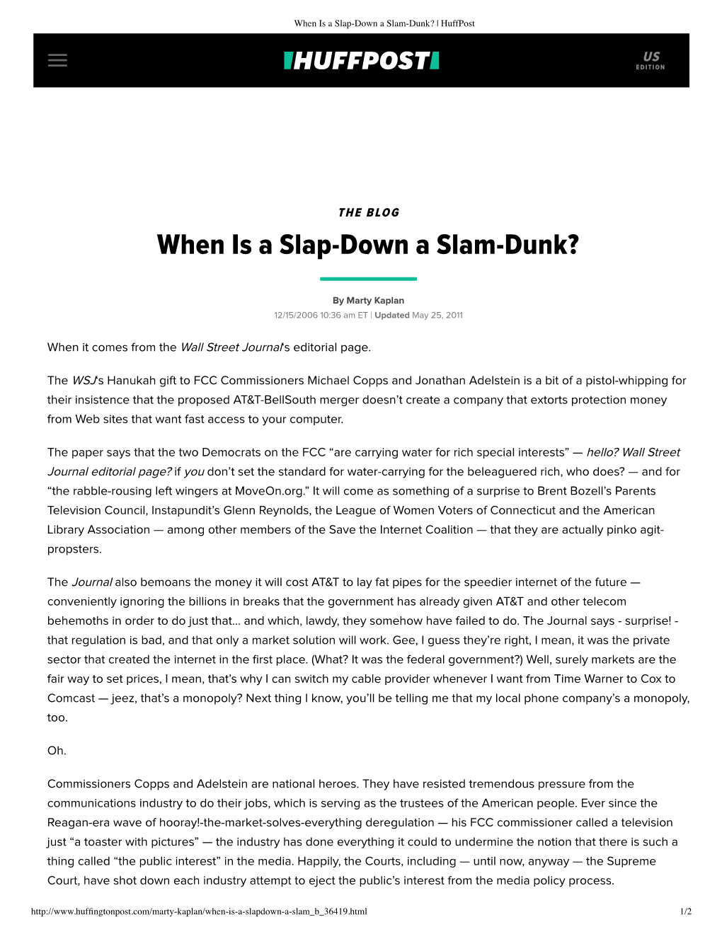 When Is a Slap-Down a Slam-Dunk? | Huffpost