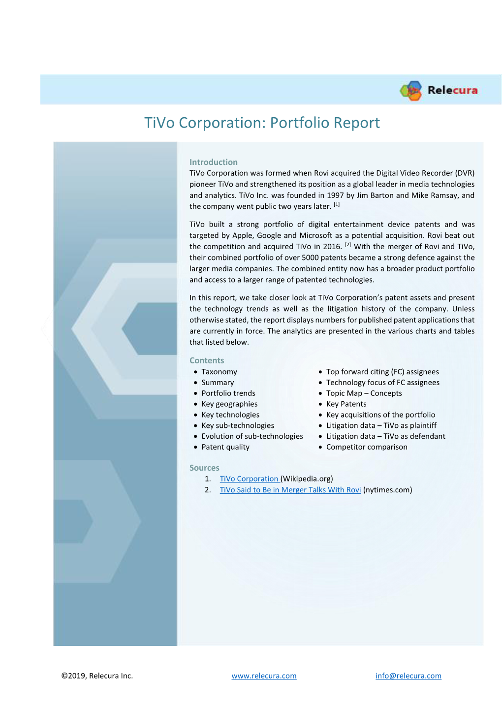 Tivo Corporation: Portfolio Report
