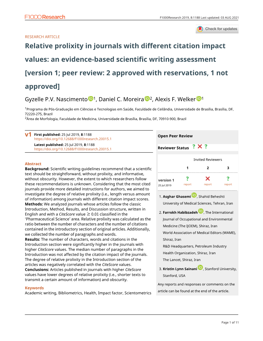 Relative Prolixity in Journals with Different Citation Impact Values