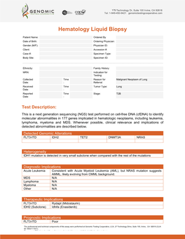 Hematology Liquid Biopsy