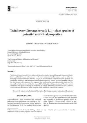 Twinflower (Linnaea Borealis L.) – Plant Species of Potential Medicinal Properties