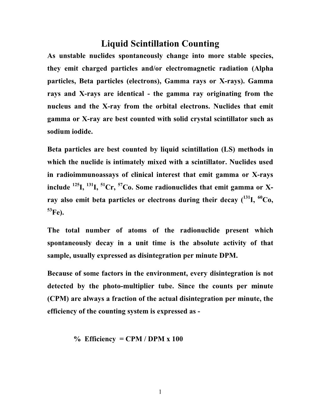 Liquid Scintillation Counting