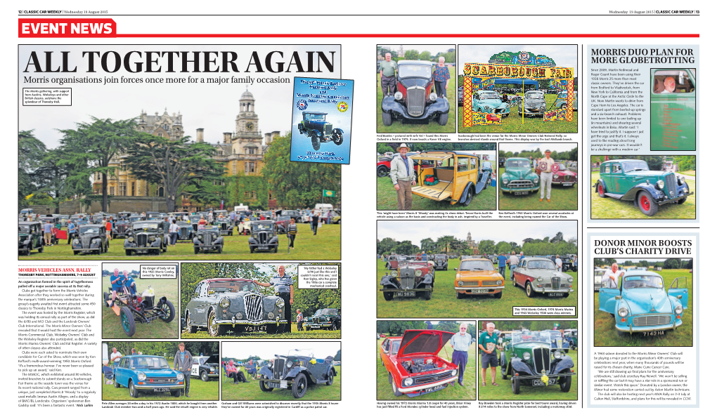 CLASSIC CAR WEEKLY | Wednesday 19 August 2015 Wednesday 19 August 2015 | CLASSIC CAR WEEKLY | 13 EVENT NEWS