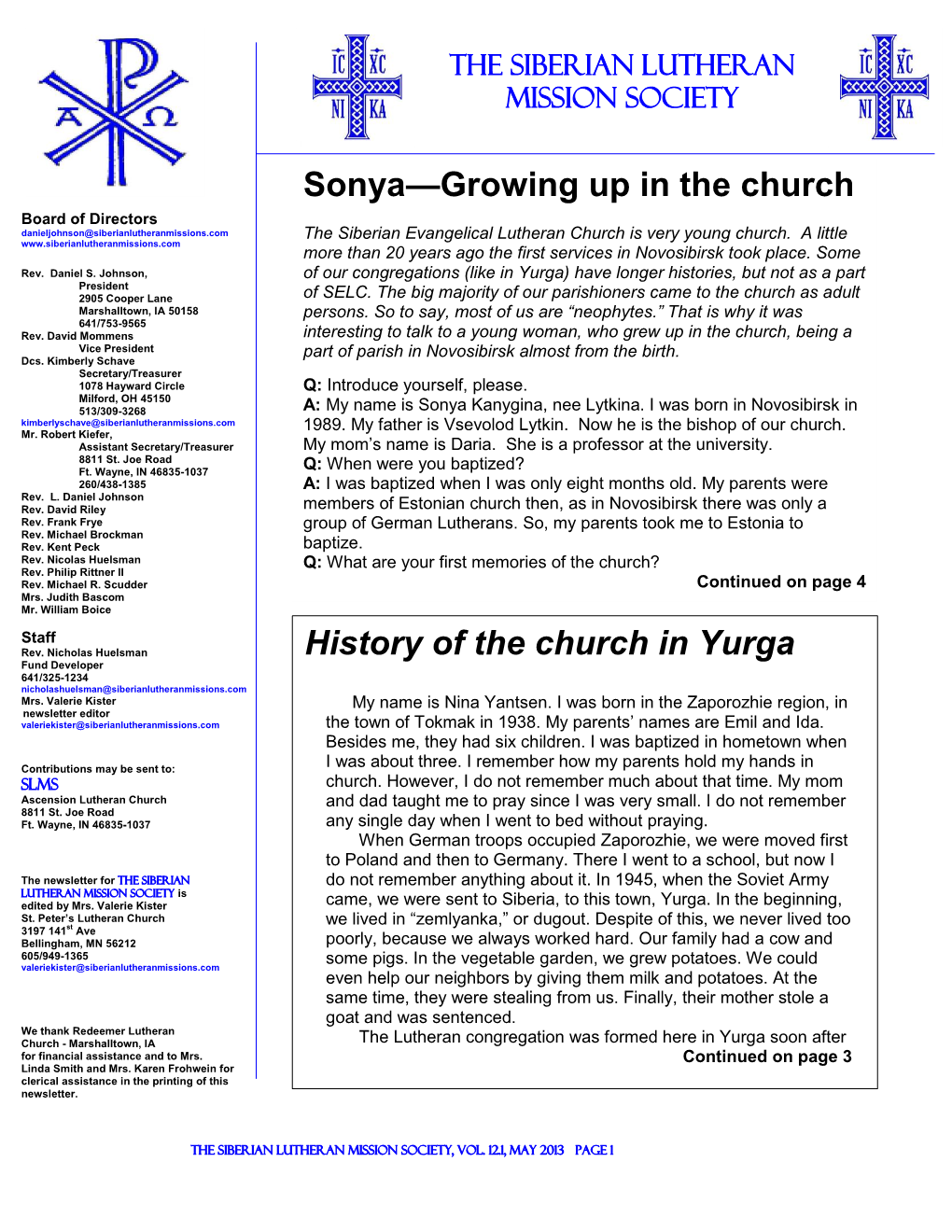 Sonya—Growing up in the Church History of the Church in Yurga