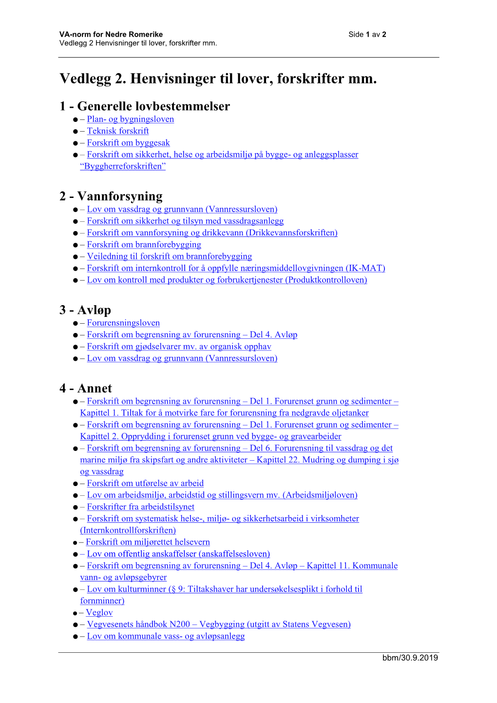 Vedlegg 2. Henvisninger Til Lover, Forskrifter Mm