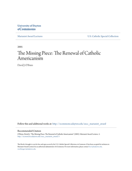 The Renewal of Catholic Americanism David J