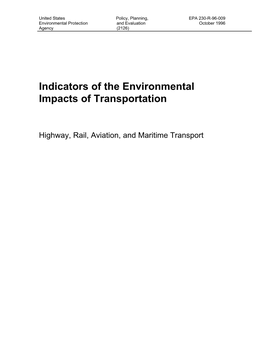 Indicators of the Environmental Impacts of Transportation