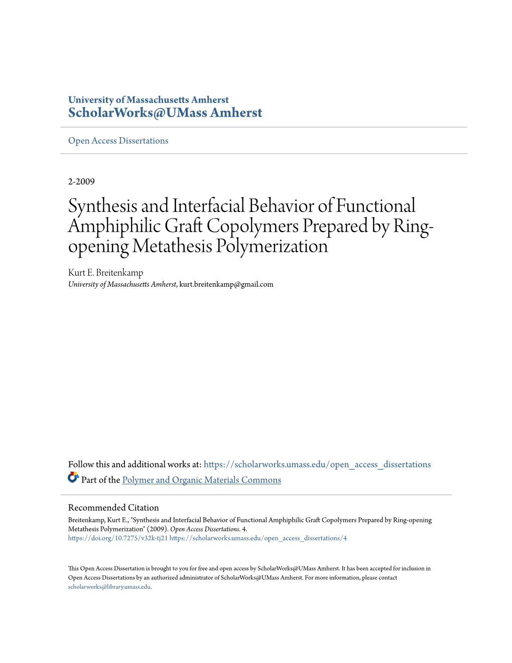 Synthesis and Interfacial Behavior of Functional Amphiphilic Graft Copolymers Prepared by Ring-Opening Metathesis Polymerization