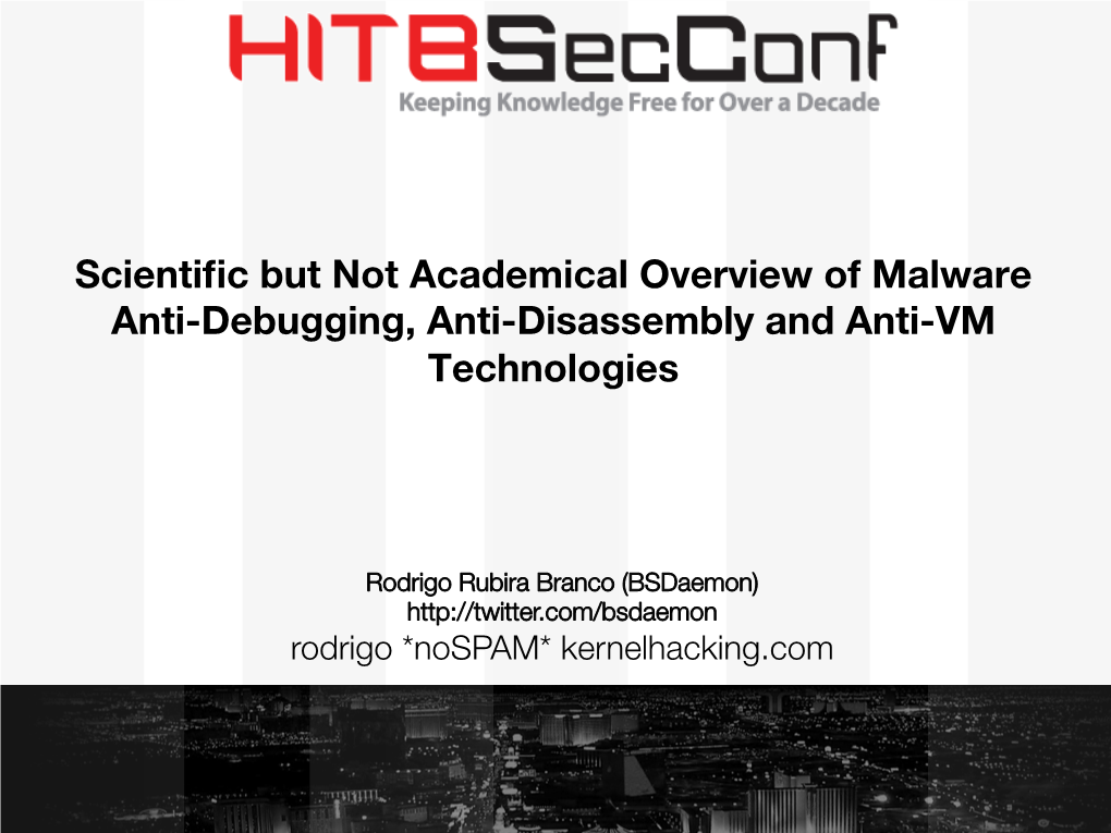 Scientific but Not Academical Overview of Malware Anti