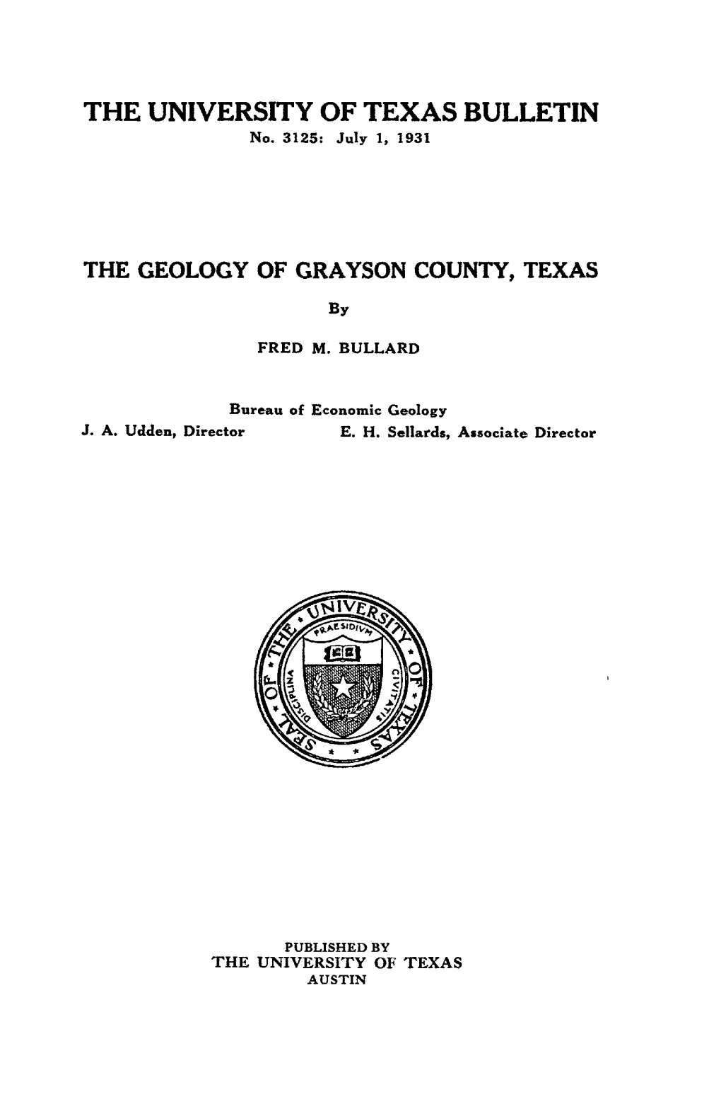 The University Oftexas Bulletin