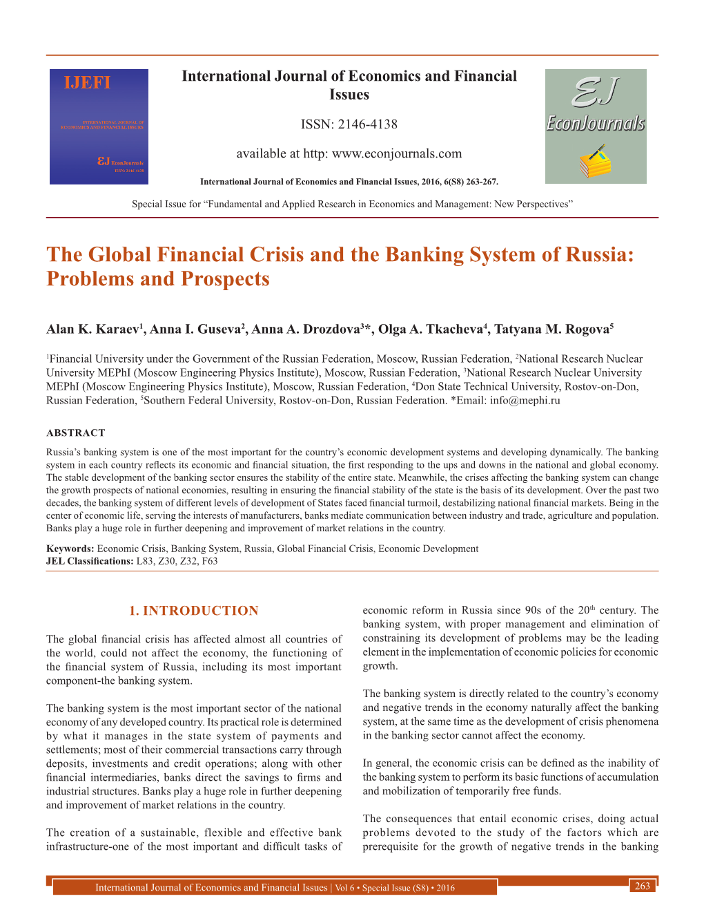 The Global Financial Crisis and the Banking System of Russia: Problems and Prospects