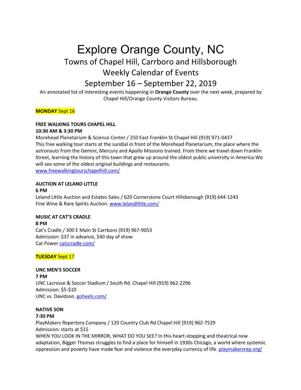 Explore Orange County, NC