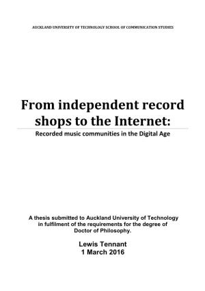 From Independent Record Shops to the Internet: Recorded Music Communities in the Digital Age