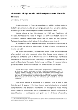 Il Metodo Di Ilya Musin Nell'interpretazione Di Ennio Nicotra