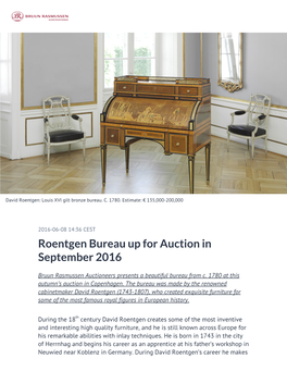 ​Roentgen Bureau up for Auction in September 2016