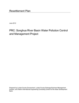 RP: PRC: Songhua River Basin Water Pollution Control and Management