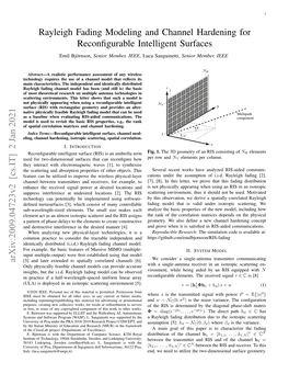 Rayleigh Fading Modeling and Channel Hardening for Reconfigurable Intelligent Surfaces