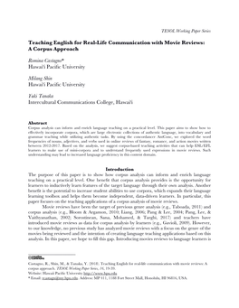 Teaching English for Real-Life Communication with Movie Reviews: a Corpus Approach