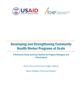 Developing and Strengthening Community Health Worker Programs at Scale
