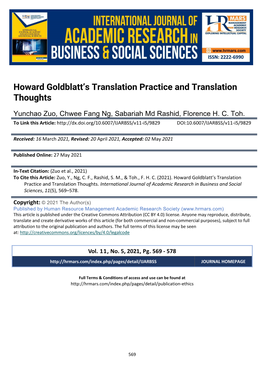 Howard Goldblatt's Translation Practice and Translation Thoughts