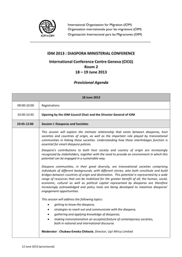 IDM DMC 2013.Provisional Agenda.12June13