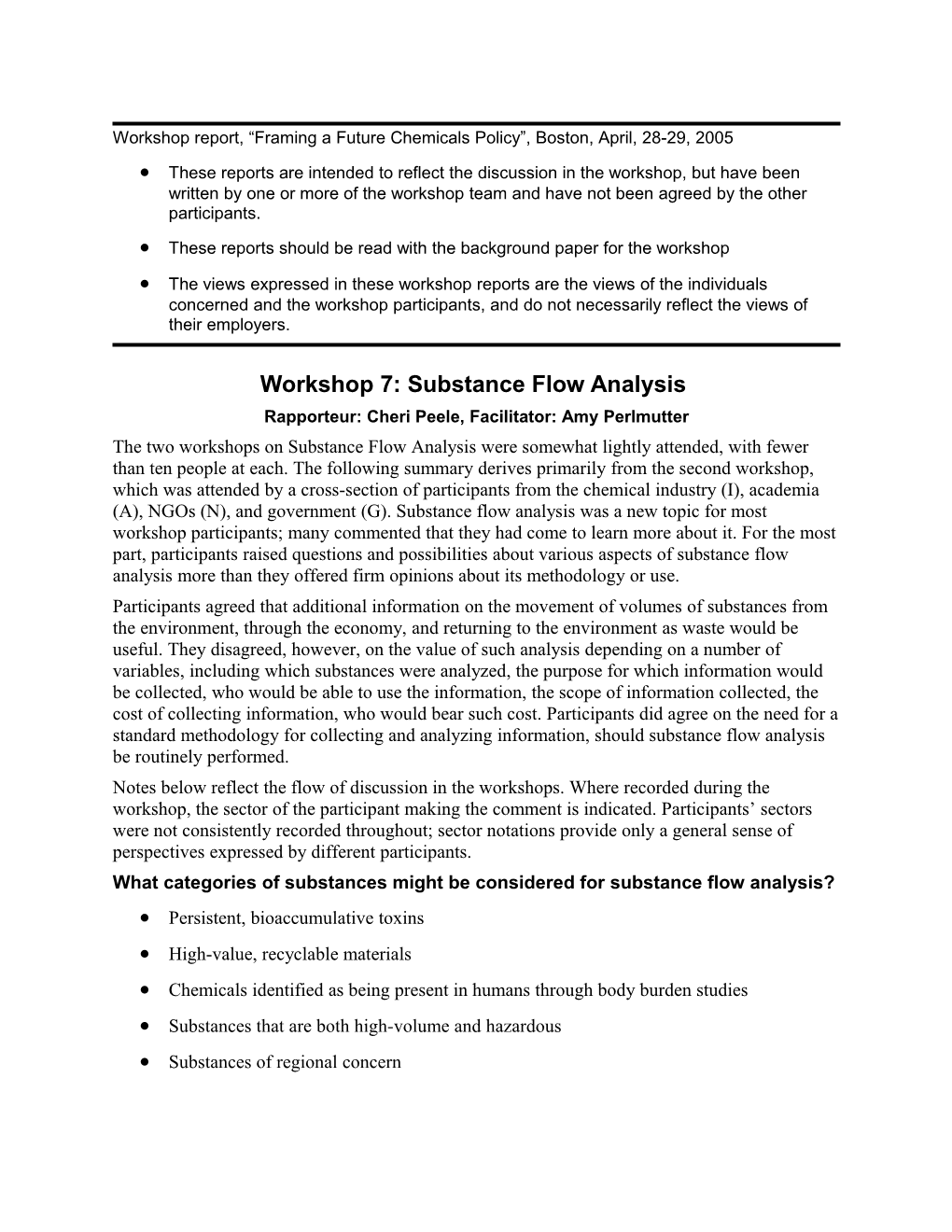 Workshop 7: Substance Flow Analysis