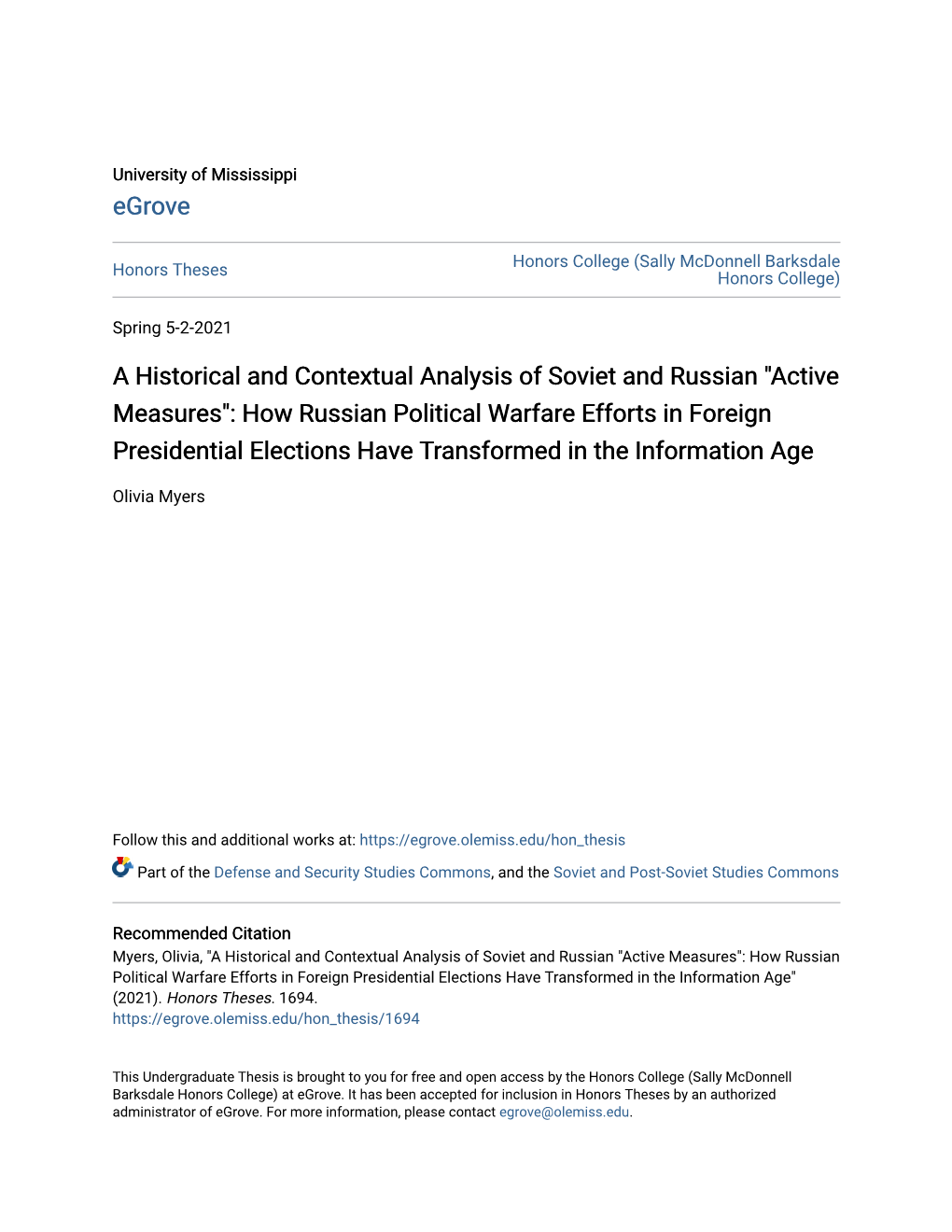 A Historical and Contextual Analysis of Soviet and Russian