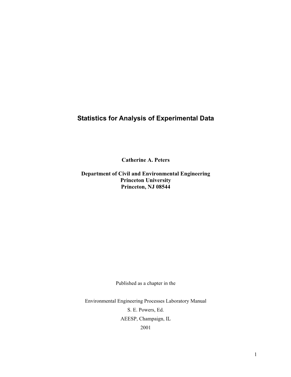 Statistics for Analysis of Experimental Data