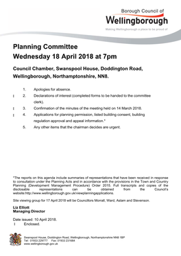 Download the Agenda and Reports for Planning Committee 18 April 2018