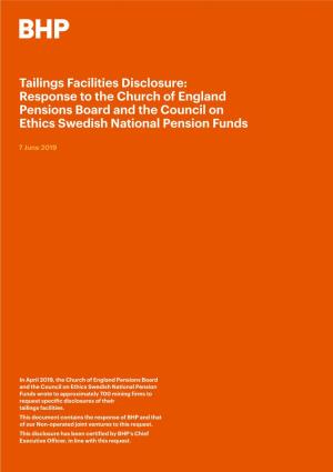 Tailings Facilities Disclosure: Response to the Church of England Pensions Board and the Council on Ethics Swedish National Pension Funds