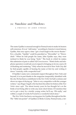 ONE Sunshine and Shadows a Profile of John Updike