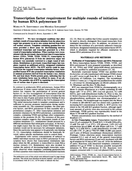 Transcription Factor Requirement for Multiple Rounds of Initiation by Human RNA Polymerase II MARILYN N