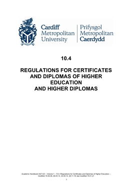 10.4 Regulations for Certificates and Diplomas