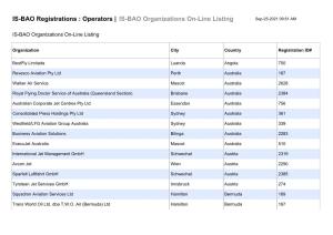 IS-BAO Registrations : Operators | IS-BAO Organizations On-Line Listing Sep-25-2021 09:51 AM