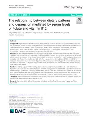 The Relationship Between Dietary Patterns and Depression Mediated