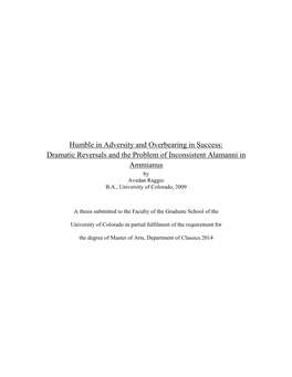 Humble in Adversity and Overbearing in Success: Dramatic Reversals and the Problem of Inconsistent Alamanni in Ammianus