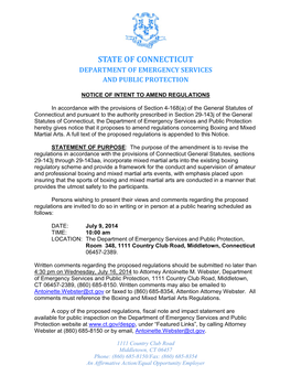 State of Connecticut Department of Emergency Services and Public Protection