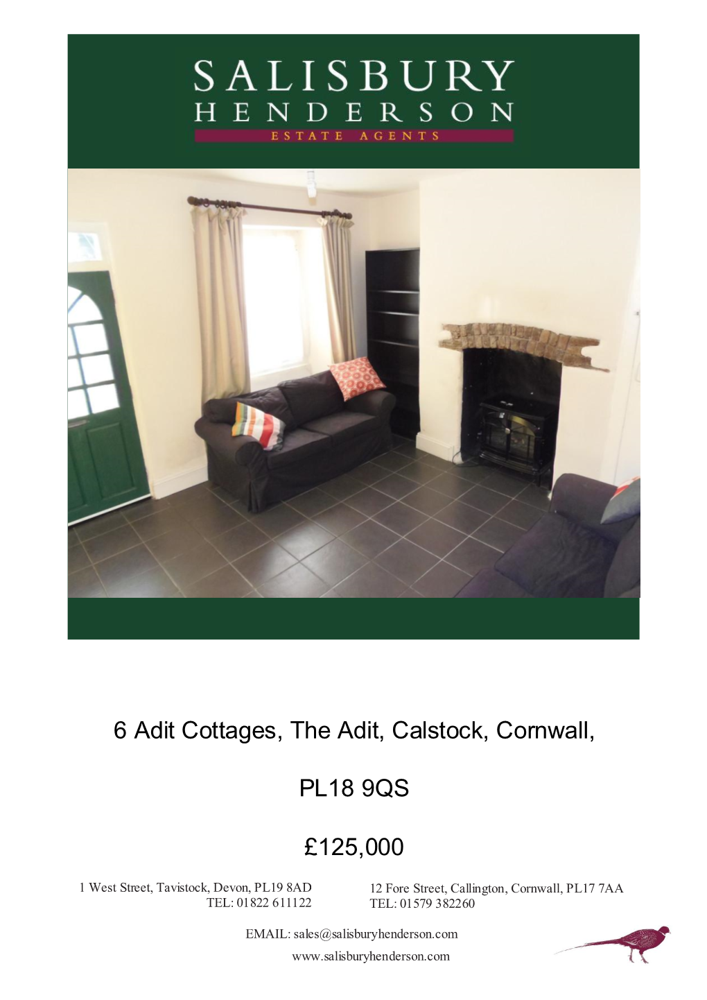 6 Adit Cottages, the Adit, Calstock, Cornwall, PL18 9QS £125,000