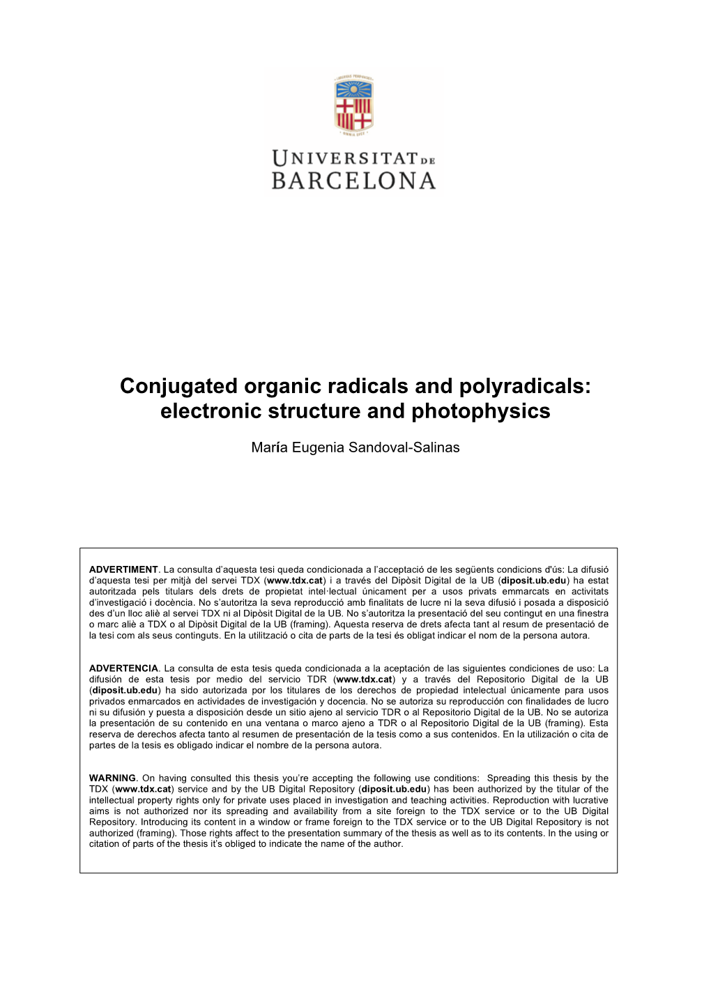Conjugated Organic Radicals and Polyradicals: Electronic Structure and Photophysics