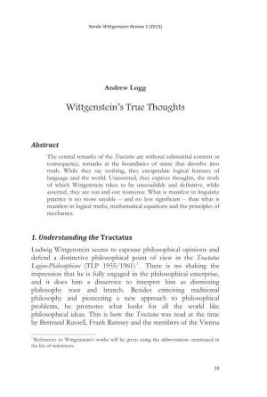 Wittgenstein's True Thoughts