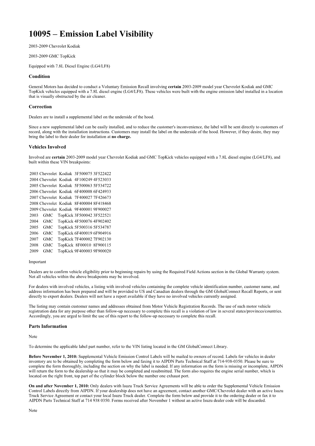 10095 – Emission Label Visibility